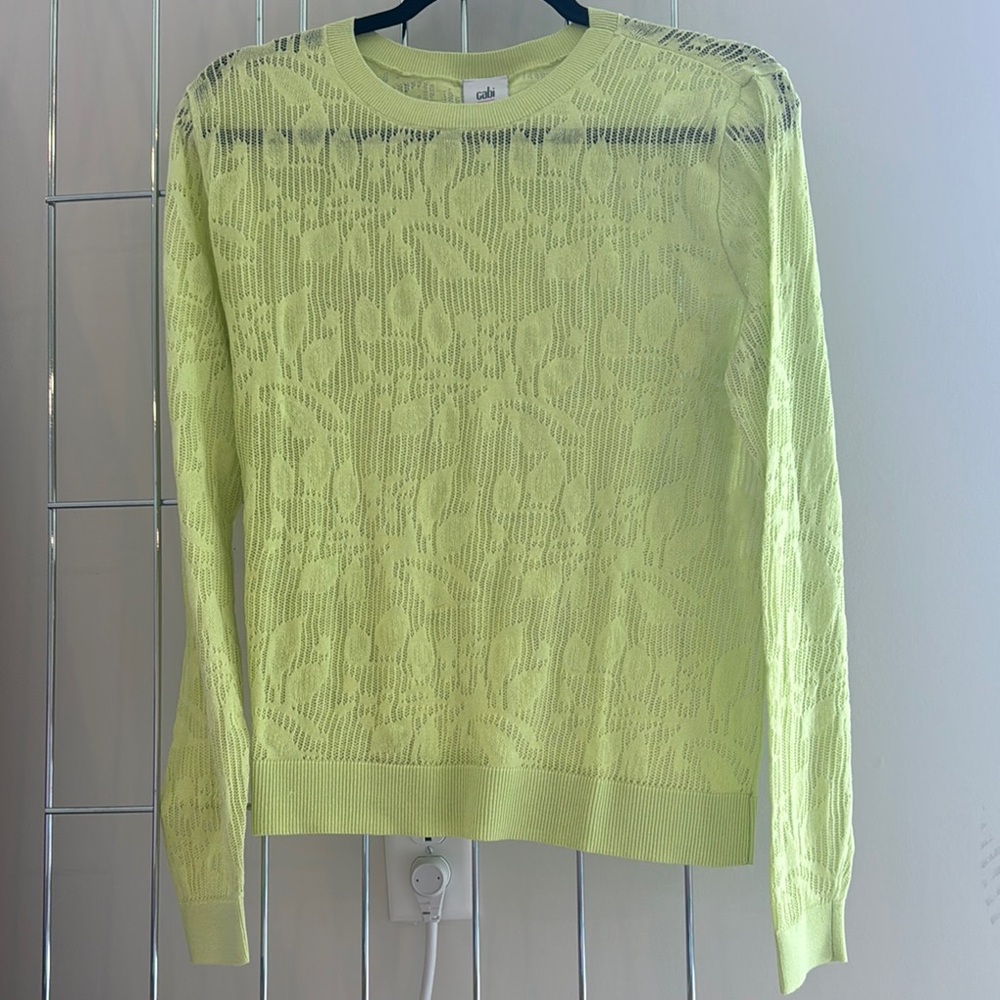 CAbi Women's Lime Green/ yellow Summer Sweater